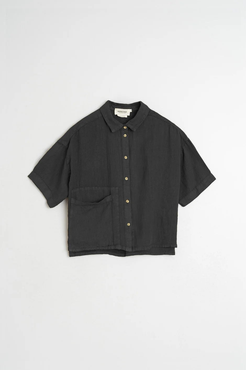 INDI&COLD Crop Linen Shirt Carbon - Steranko Clothing Manchester