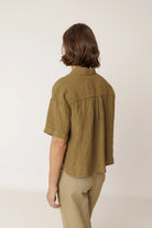 INDI&COLD Crop Linen Shirt Khaki - Steranko Clothing Manchester