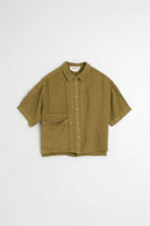 INDI&COLD Crop Linen Shirt Khaki - Steranko Clothing Manchester