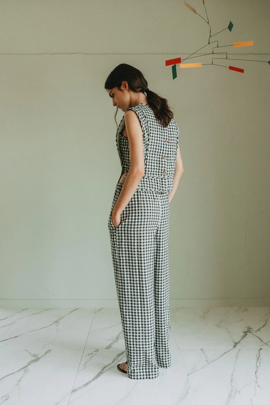 INDI&COLD Elastic Gingham Pant Mint - Steranko Clothing Manchester