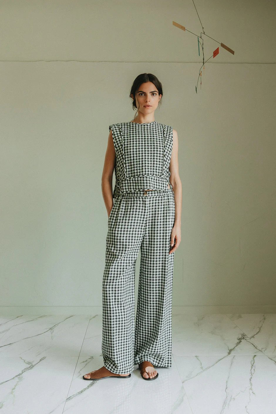 INDI&COLD Elastic Gingham Pant Mint - Steranko Clothing Manchester