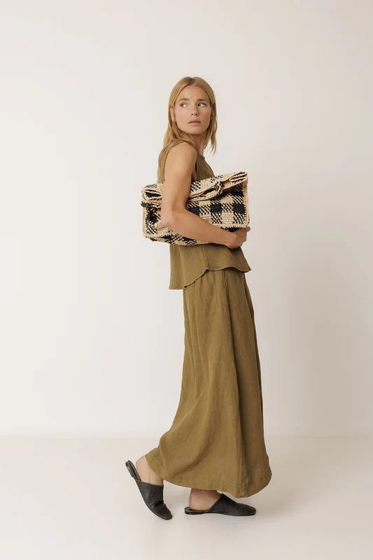 INDI&COLD Long Linen Skirt Khaki - Steranko Clothing Manchester