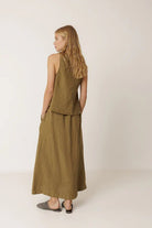 INDI&COLD Long Linen Skirt Khaki - Steranko Clothing Manchester