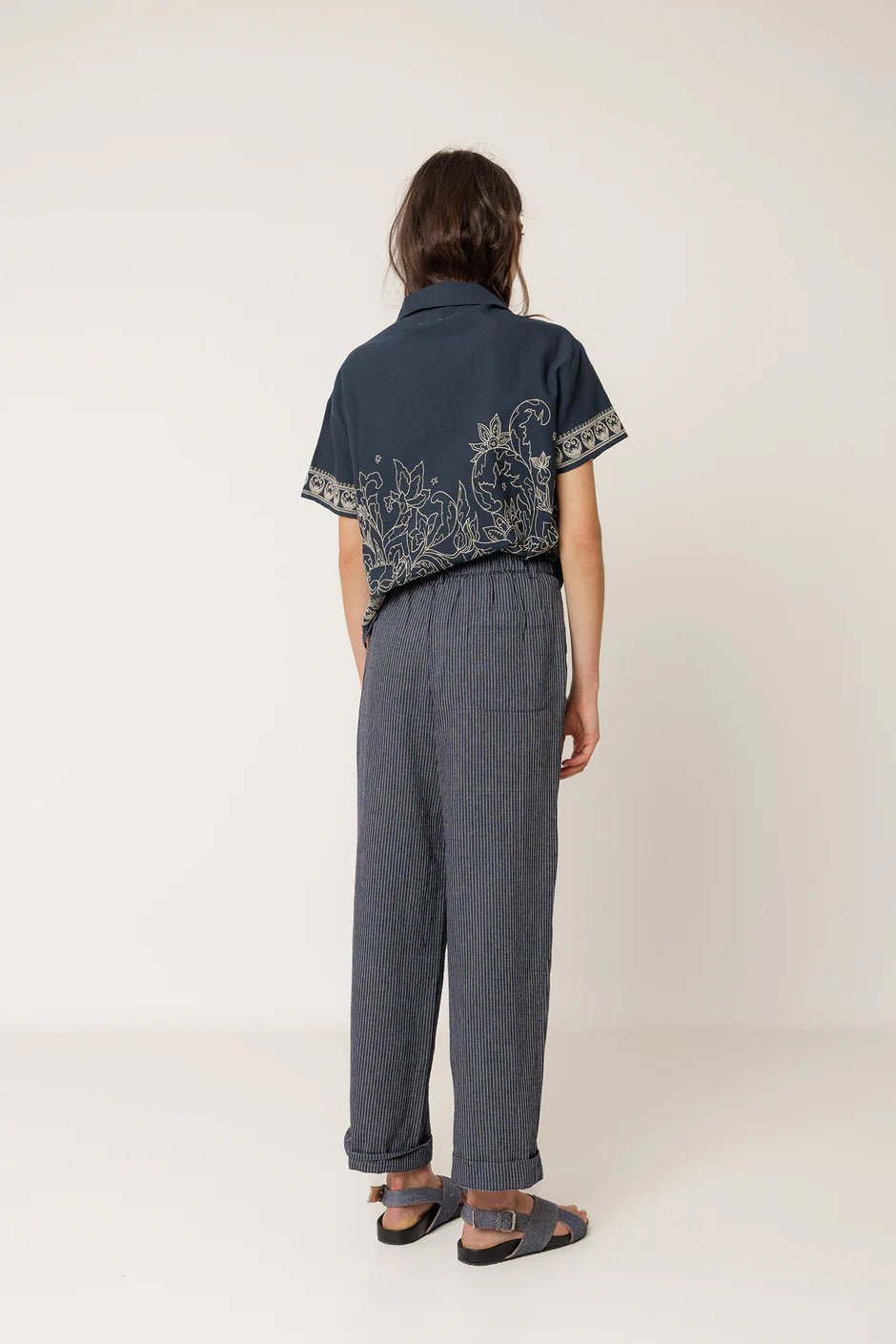 INDI&COLD Pinstripe Pleated Pants Indigo - Steranko Clothing Manchester
