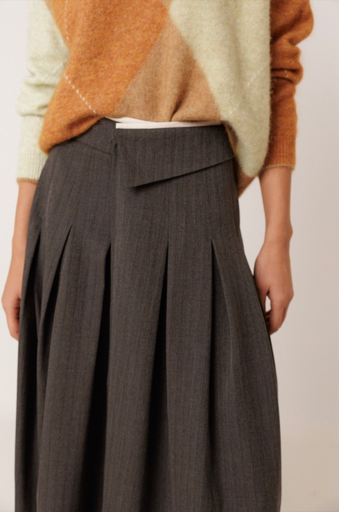 INDI&COLD Pleated Crossover Skirt Marengo - Steranko Clothing Manchester