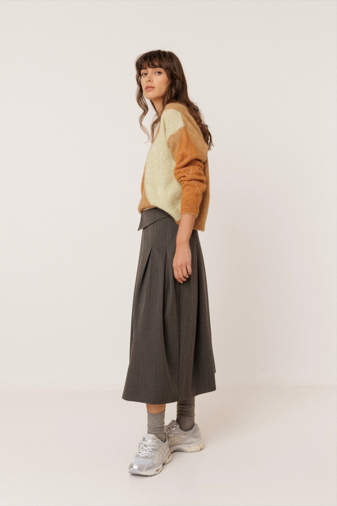 INDI&COLD Pleated Crossover Skirt Marengo - Steranko Clothing Manchester