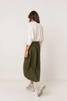 INDI&COLD Poplin Midi Skirt Military Green - Steranko Clothing Manchester