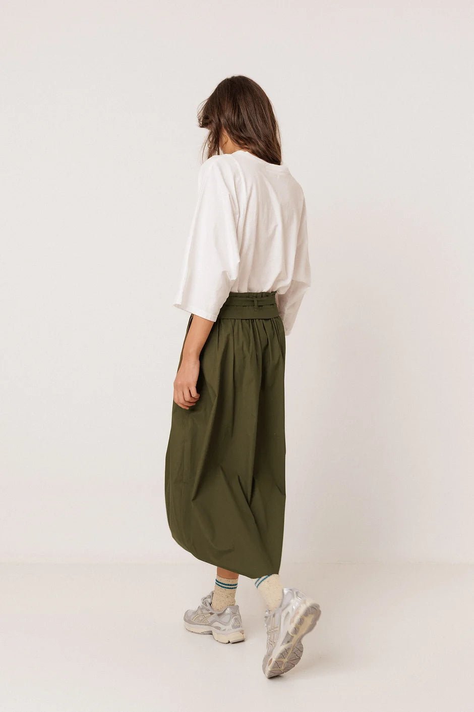 INDI&COLD Poplin Midi Skirt Military Green - Steranko Clothing Manchester