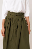 INDI&COLD Poplin Midi Skirt Military Green - Steranko Clothing Manchester