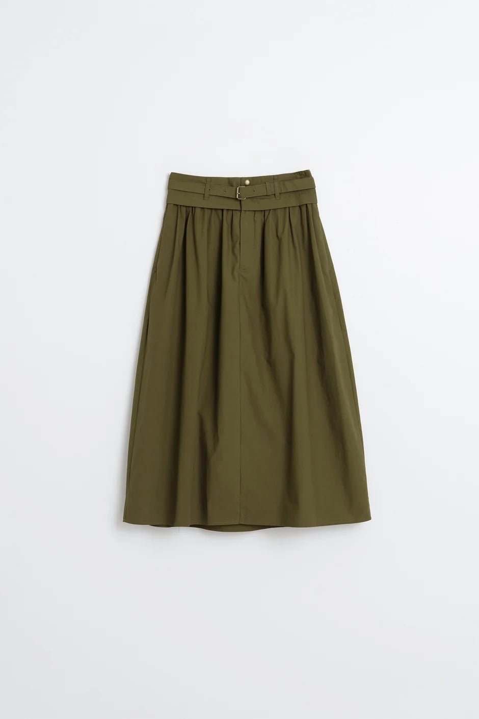 INDI&COLD Poplin Midi Skirt Military Green - Steranko Clothing Manchester