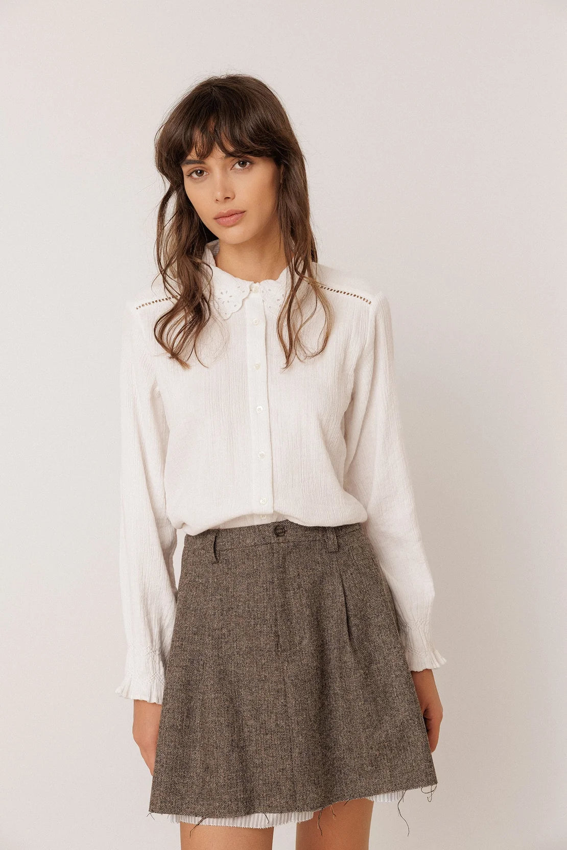 INDI&COLD Romantic Double-Gauze Shirt White - Steranko Clothing Manchester