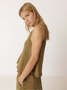 INDI&COLD Short Linen Top Khaki - Steranko Clothing Manchester