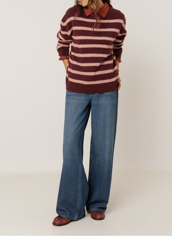 INDI&COLD Striped Sailor Sweater Eggplant - Steranko Clothing Manchester
