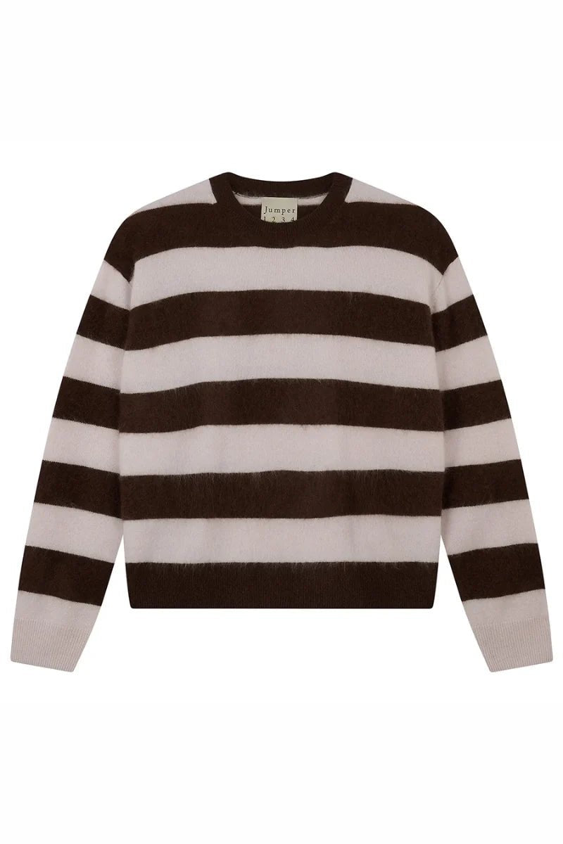 Jumper 1234 Brushed Stripe Crew Hickory/Oyster - Steranko Clothing Manchester