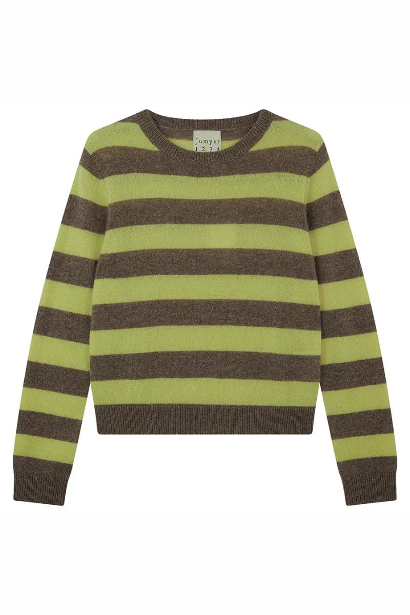 Jumper 1234 Stripe Crew Cashmere Kilda/Lime - Steranko Clothing Manchester