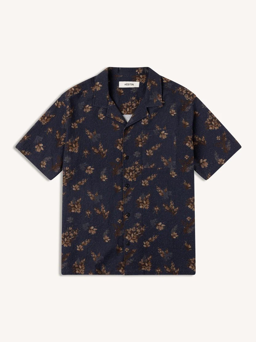 Kestin Crammond Shirt Dark Navy Gorse Print - Steranko Clothing Manchester