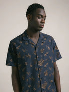Kestin Crammond Shirt Dark Navy Gorse Print - Steranko Clothing Manchester