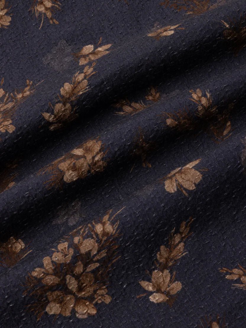 Kestin Crammond Shirt Dark Navy Gorse Print - Steranko Clothing Manchester