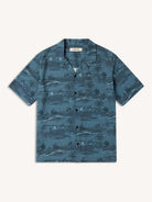 Kestin Crammond Shirt French Blue Gold Print - Steranko Clothing Manchester