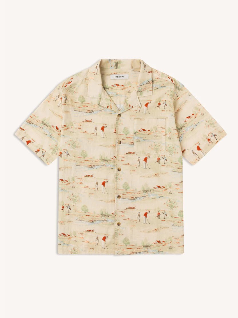Kestin Crammond Shirt Oatmeal Golf Print - Steranko Clothing Manchester