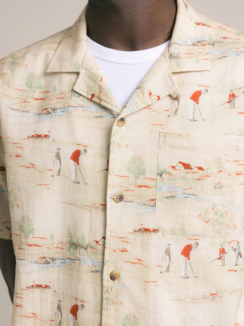 Kestin Crammond Shirt Oatmeal Golf Print - Steranko Clothing Manchester