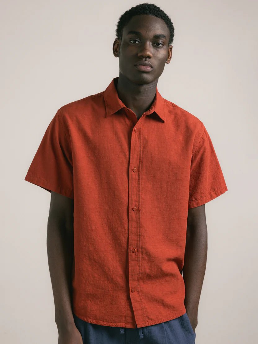 Kestin Ferness Oversized Shirt Rusted Red Slub - Steranko Clothing Manchester