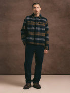 Kestin Haston Jacket Navy Check Brushed Wool - Steranko Clothing Manchester