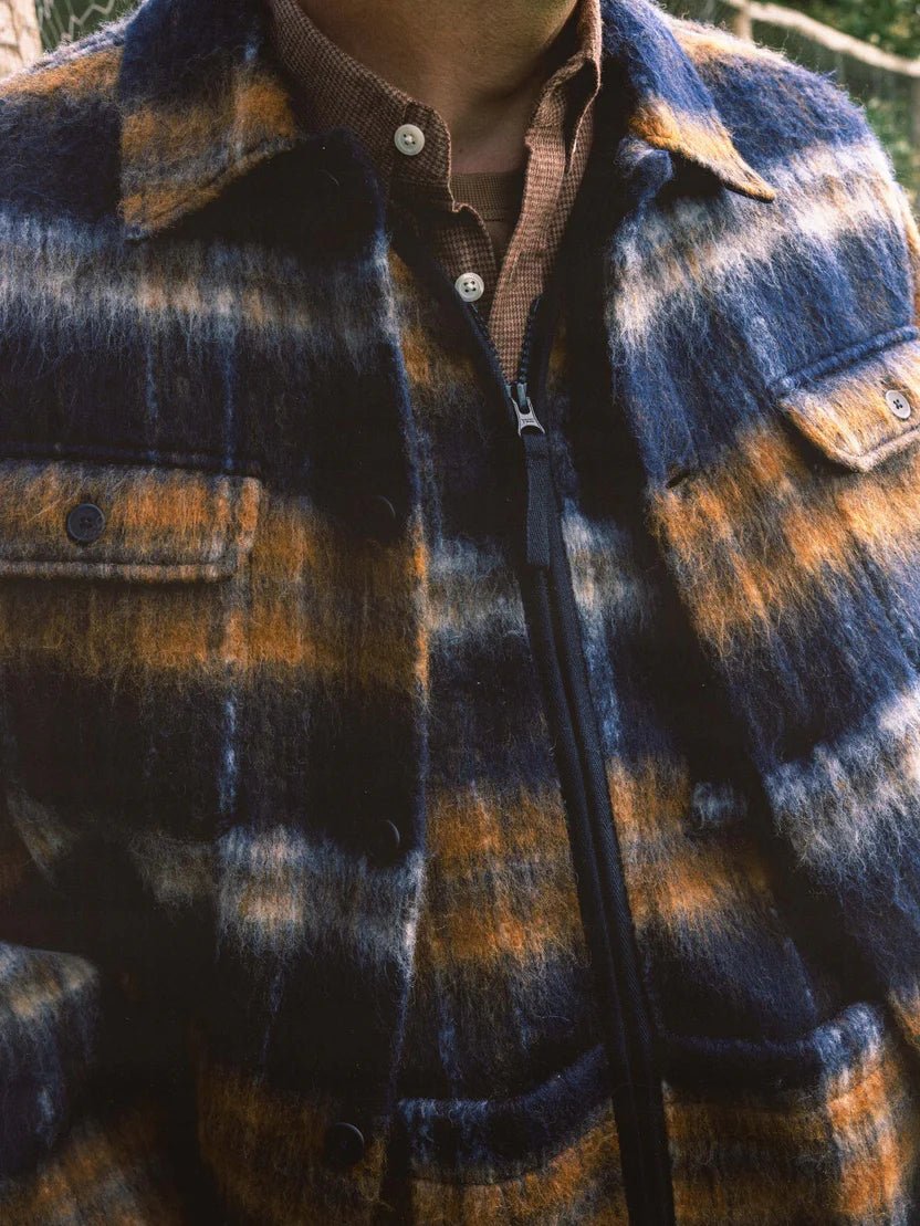 Kestin Haston Jacket Navy Check Brushed Wool - Steranko Clothing Manchester