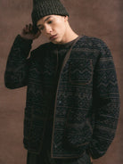 Kestin Neist Cardigan in Peat / Black Knitted Fairisle - Steranko Clothing Manchester