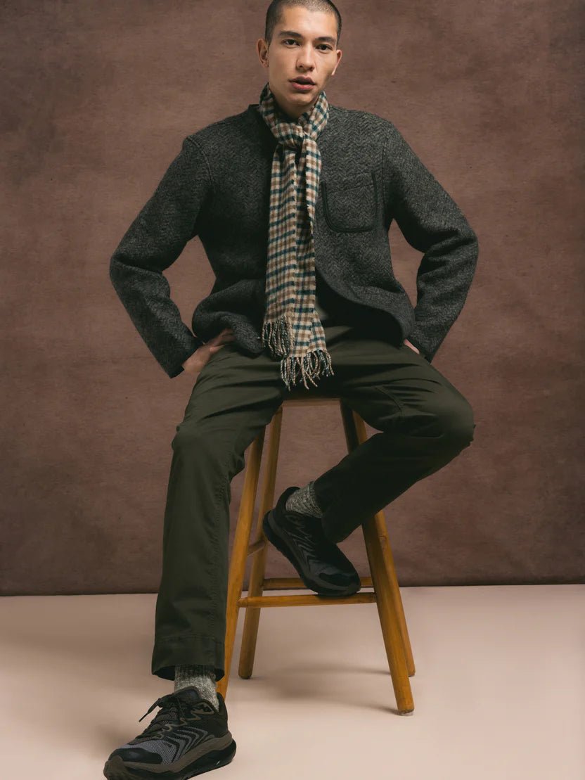 Kestin Neist Cardigan Moss Herringbone Wool - Steranko Clothing Manchester