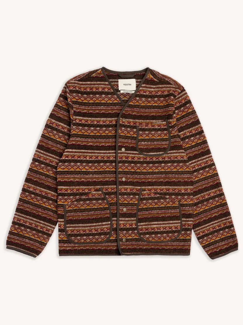 Kestin Neist Cardigan Umber Knitted Fairisle - Steranko Clothing Manchester