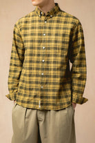 Kestin Raeburn Button Down Shirt Yellow Gorse Linen Check - Steranko Clothing Manchester