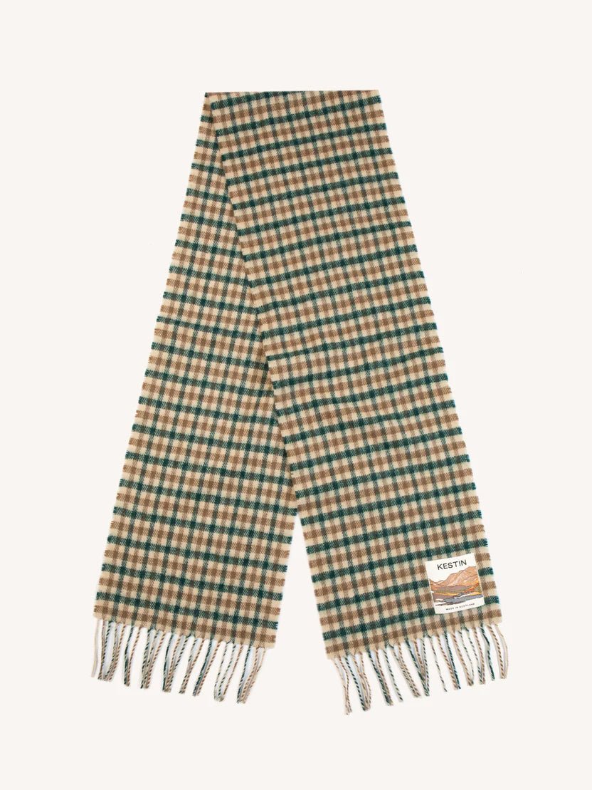 Kestin Selkirk Scarf Pine / Tan Check Lambswool - Steranko Clothing Manchester