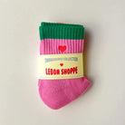 Le Bon Shoppe Embroidered Colour Block Girlfriend Socks Rose Green + Heart - Steranko Clothing Manchester