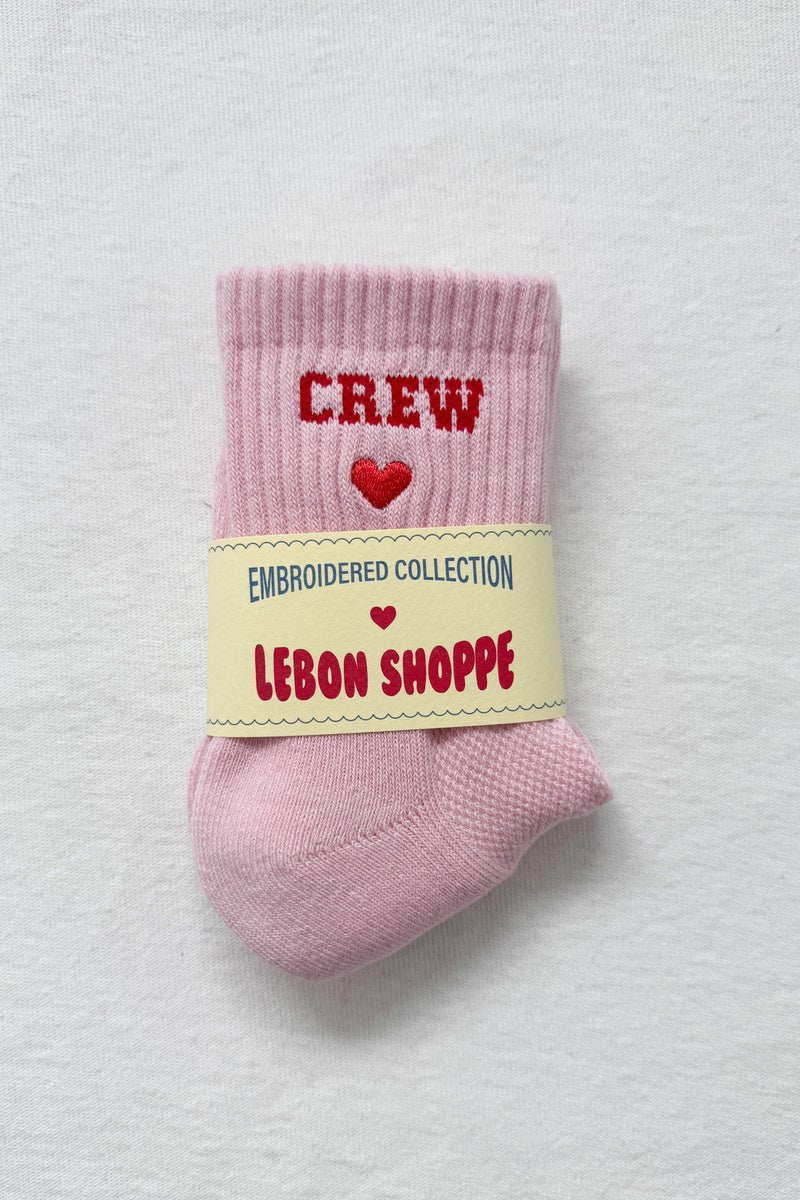 Le Bon Shoppe Embroidered Crew Socks Strawberry Milk - Steranko Clothing Manchester