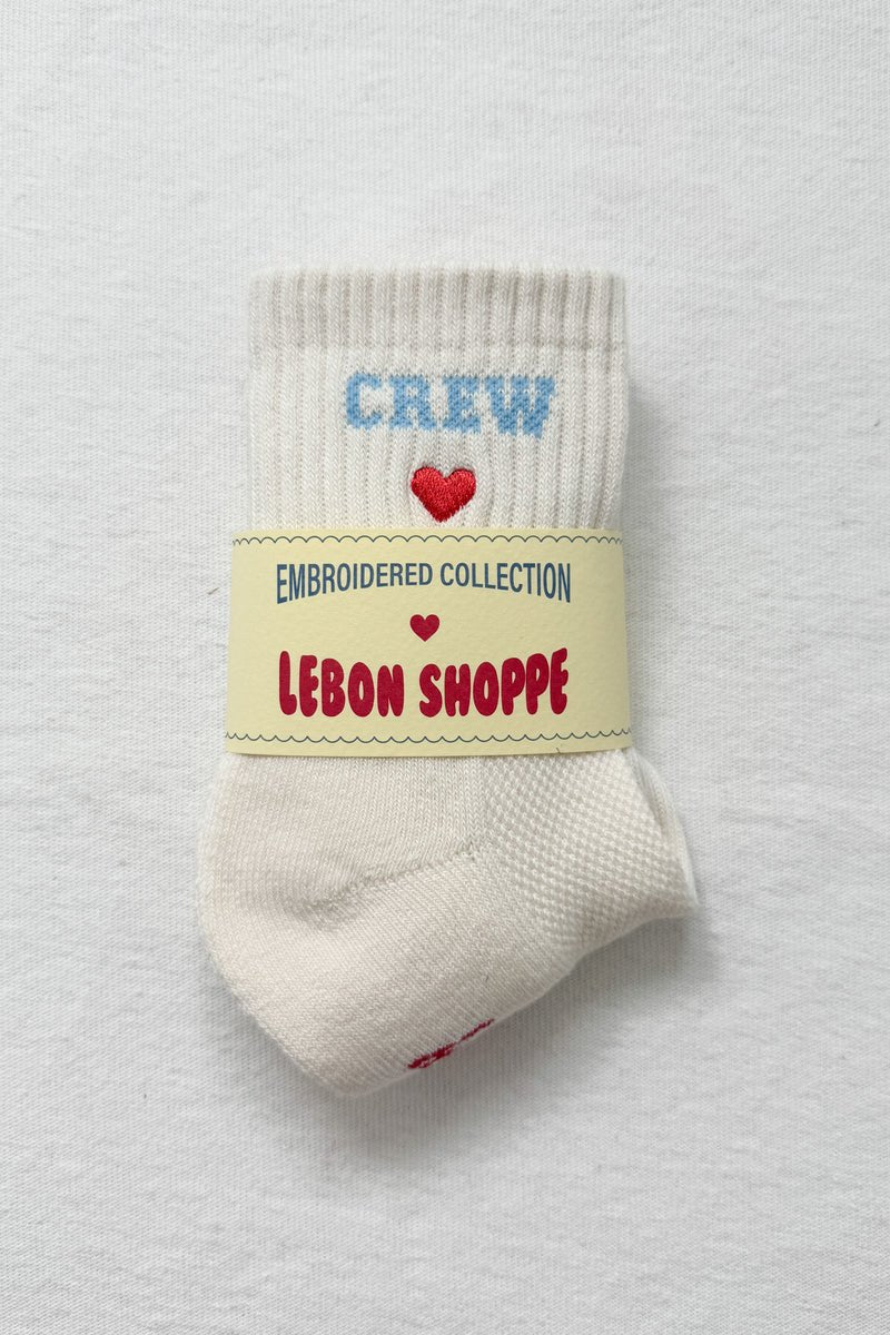 Le Bon Shoppe Embroidered Crew Socks Vanilla - Steranko Clothing Manchester