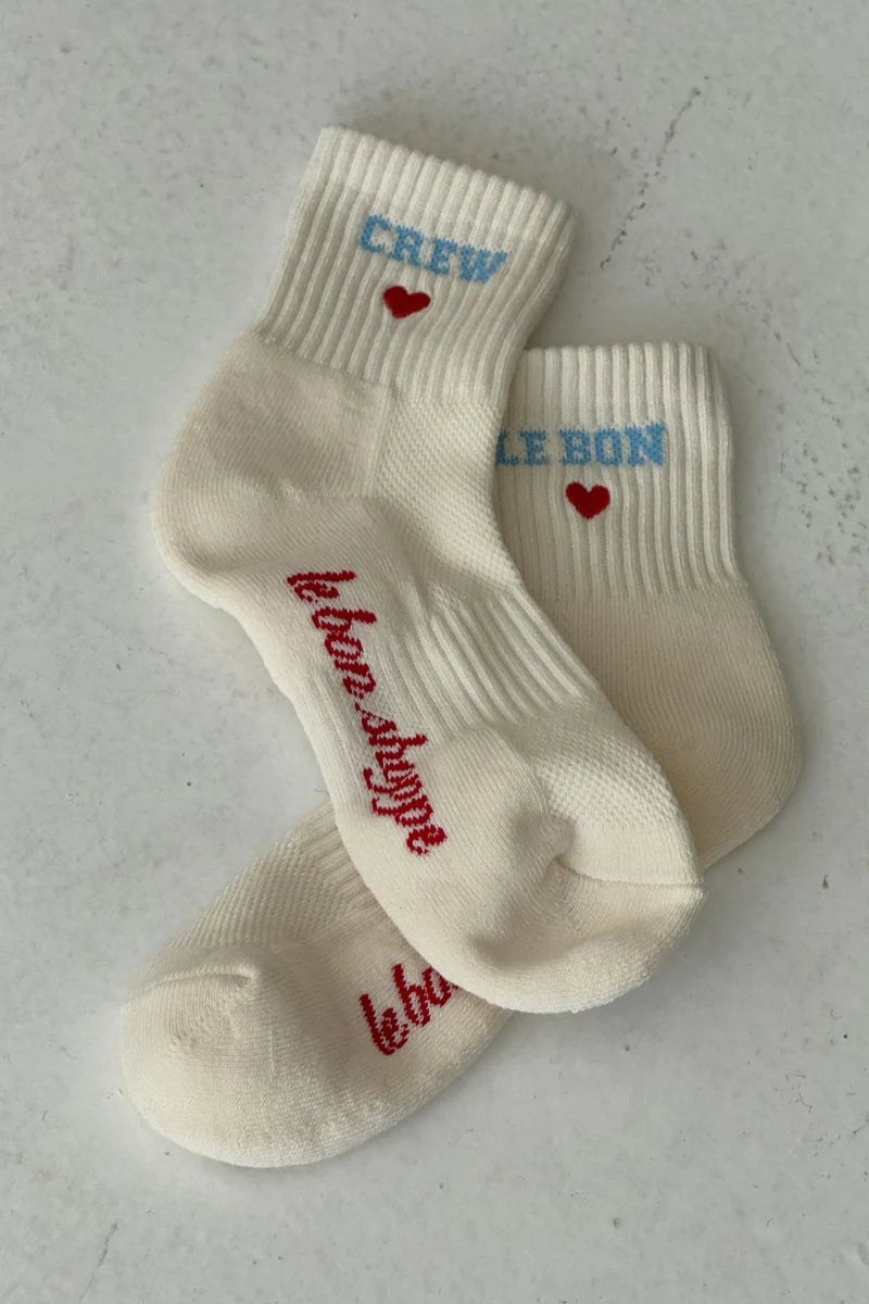 Le Bon Shoppe Embroidered Crew Socks Vanilla - Steranko Clothing Manchester