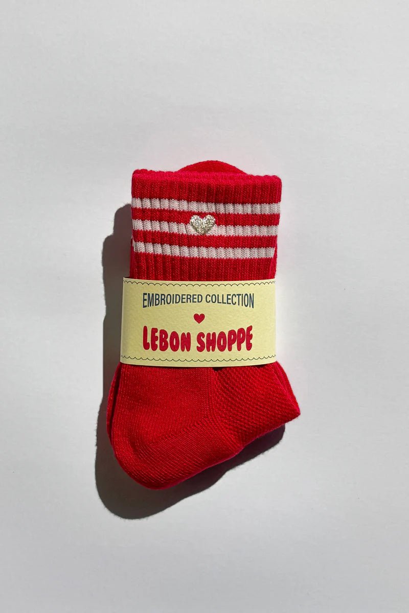 Le Bon Shoppe Embroidered Girlfriend Socks Scarlet Heart - Steranko Clothing Manchester