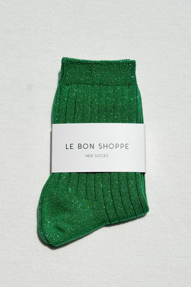 Le Bon Shoppe Her Modal Lurex Socks Emerald Glitter - Steranko Clothing Manchester