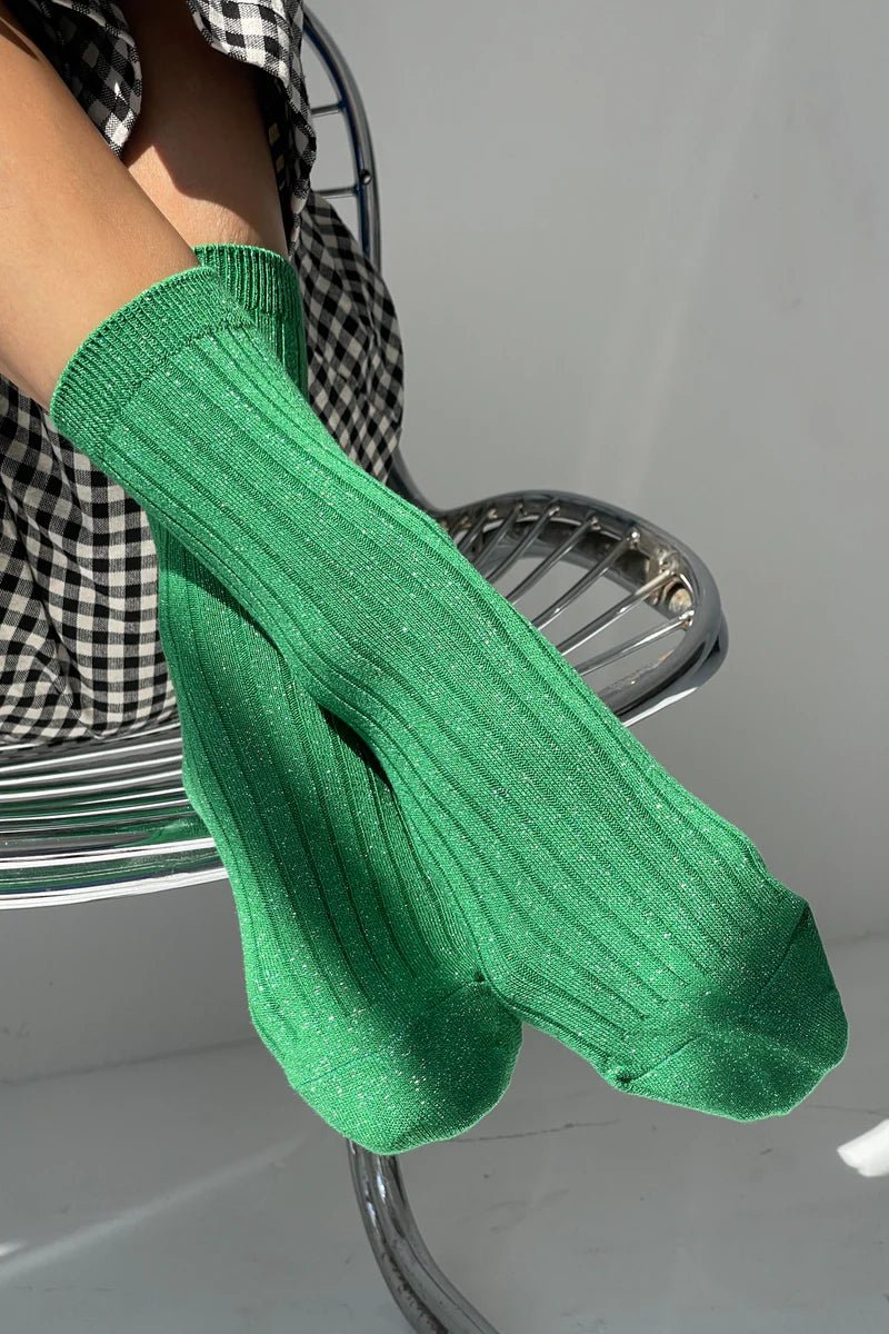 Le Bon Shoppe Her Modal Lurex Socks Emerald Glitter - Steranko Clothing Manchester