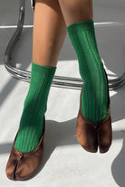 Le Bon Shoppe Her Modal Lurex Socks Emerald Glitter - Steranko Clothing Manchester