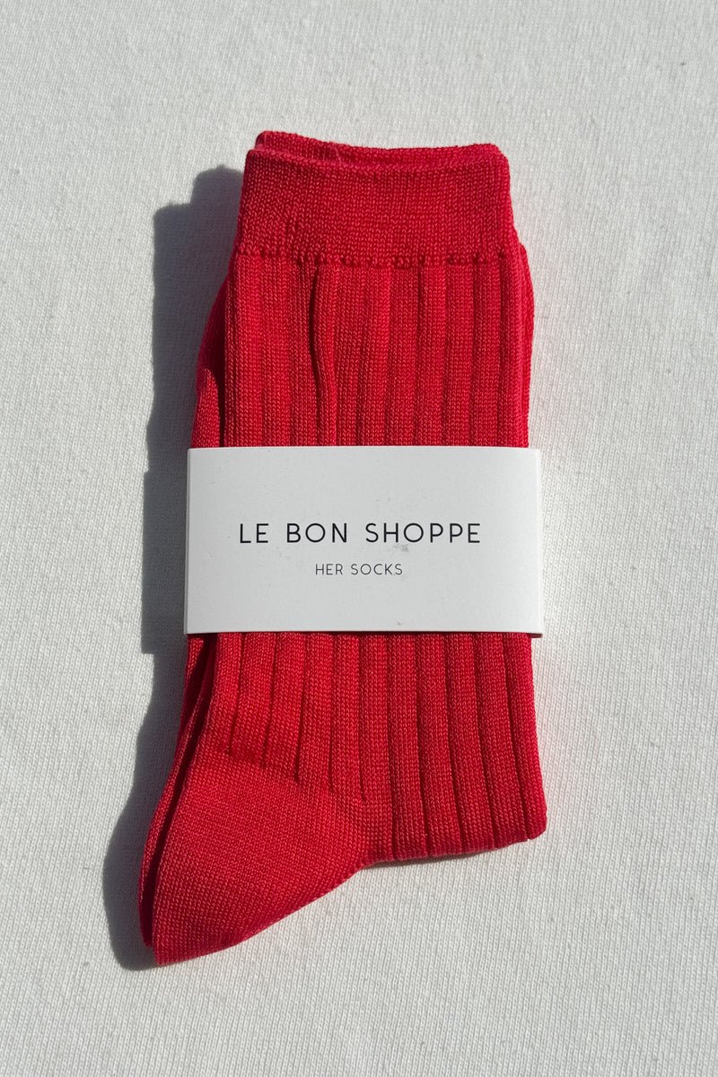 Le Bon Shoppe Her Socks (MC Cotton) Classic Red - Steranko Clothing Manchester
