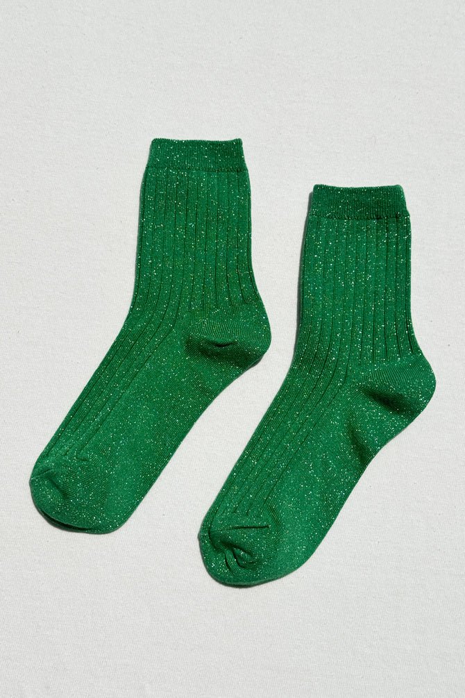 Le Bon Shoppe Her Socks Modal Lurex Emerald Glitter - Steranko Clothing Manchester