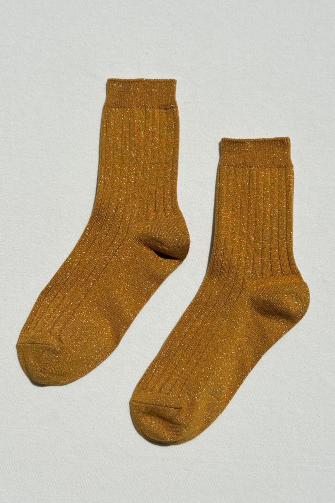 Le Bon Shoppe Her Socks Modal Lurex Mustard Glitter - Steranko Clothing Manchester