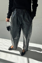 Le Bon Shoppe Liquid Nylon Pants in Lacquer Black