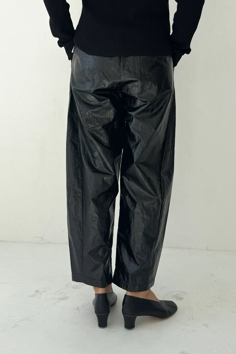 Le Bon Shoppe Liquid Nylon Pants in Lacquer Black