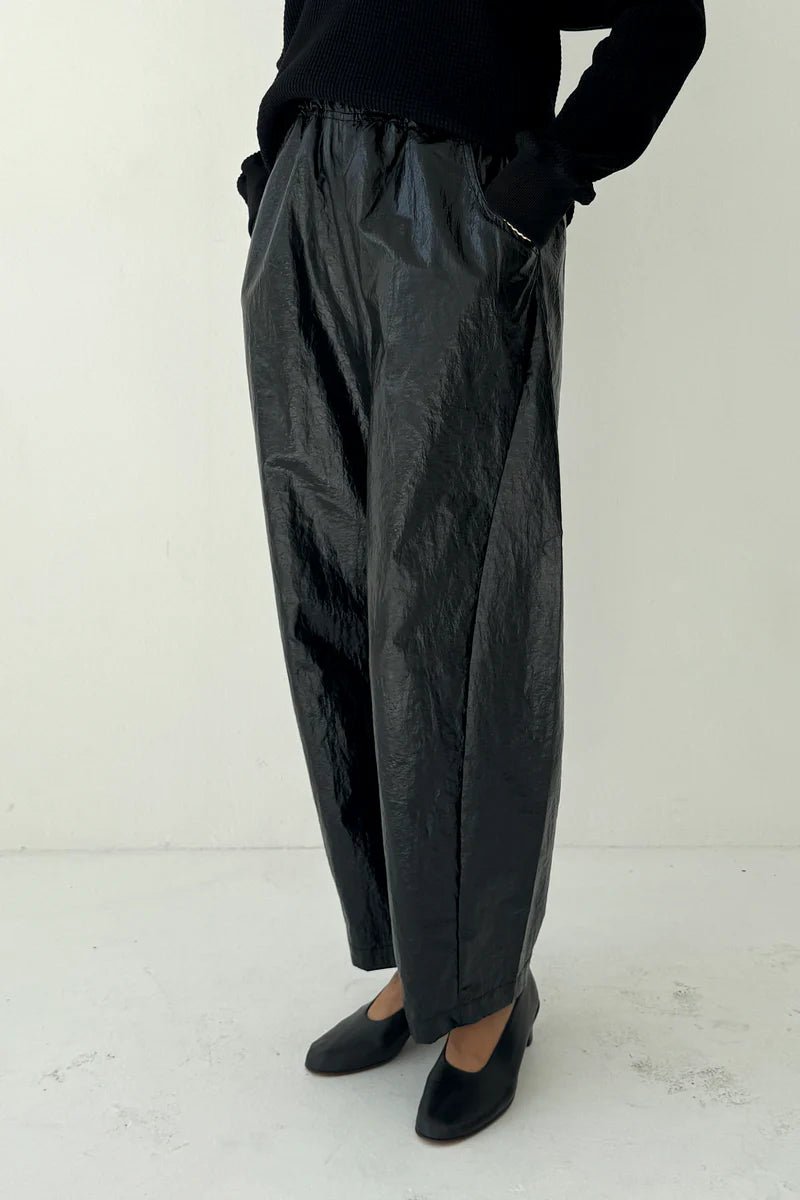 Le Bon Shoppe Liquid Nylon Pants in Lacquer Black