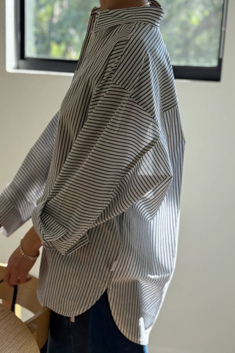 Le Bon Shoppe Owen Stripe Shirt Denim/White - Steranko Clothing Manchester