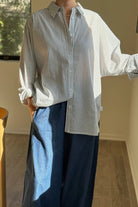 Le Bon Shoppe Owen Stripe Shirt Denim/White - Steranko Clothing Manchester