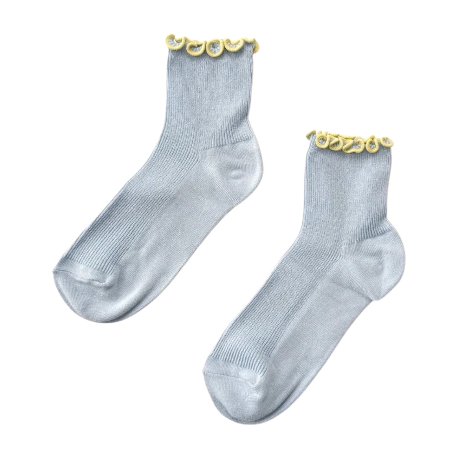 Le Bon Shoppe Petite Ruffled Modal Socks Baby Blue/Butter - Steranko Clothing Manchester